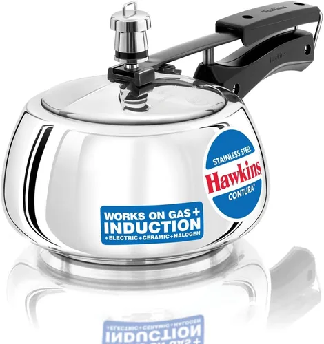 Hawkins Contura - Olla a presión, acero inoxidable con tapa interior, cocina Handi, cocina de inducción, cocina pequeña, plata SSC20 2 litros