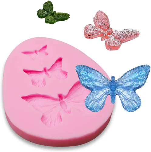 Miniatura 8 de Moldes de silicona con diseño de mariposa, 6 moldes de flores para chocolate, para tartas, fresas, hornear, cupcakes, arcilla de resina Moldes