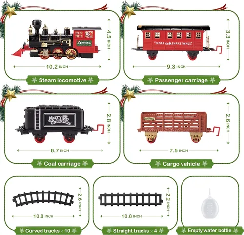 Miniatura 2 de Shemira Juego de tren de Navidad, juguetes de tren para niños y niñas, tren de juguete con humo ligero y sonido, juego de tren de vapor