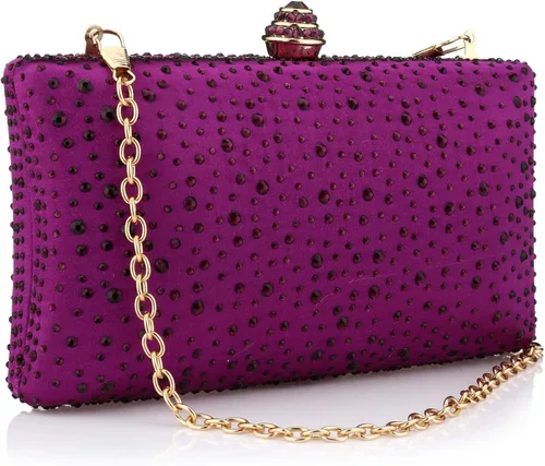Vistatroy Bolso de noche para mujer con diamantes de imitación brillantes para boda fiesta de noche bolso de mano con cadena bolso cruzado de hombro