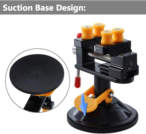 Miniatura 3 de Yakamoz Mini abrazadera universal de tornillo de succión de 360 grados, prensa de tornillo de banco de mesa con base de succión para bricolaje