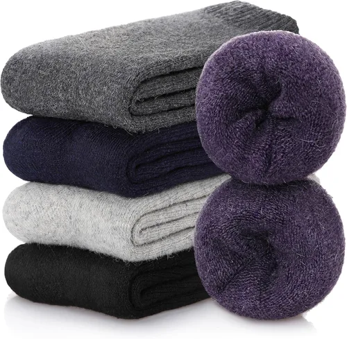 Miniatura 6 de FNOVCO 5 pares de calcetines de lana para mujer, para senderismo, invierno, gruesos, cálidos, acogedores, calcetines para botas