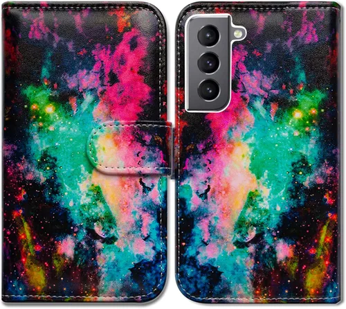 Miniatura 22 de Bcov Funda para Galaxy S22, diseño de pájaro negro y verde con tapa para teléfono con ranura para tarjeta y soporte para Samsung Galaxy S22 5G