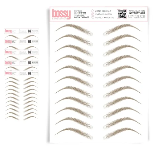 Miniatura 77 de 5 paquetes de tatuajes temporales para cejas, adhesivos impermeables para cejas, tatuajes falsos para el cabello tipo pelar de transferencia