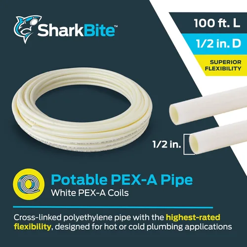 Miniatura 2 de SharkBite - Tubo de agua flexible PEX-A blanco de 1/2 pulgada x 100 pies, fabricado en EE. UU., para fontanería, UA60W100