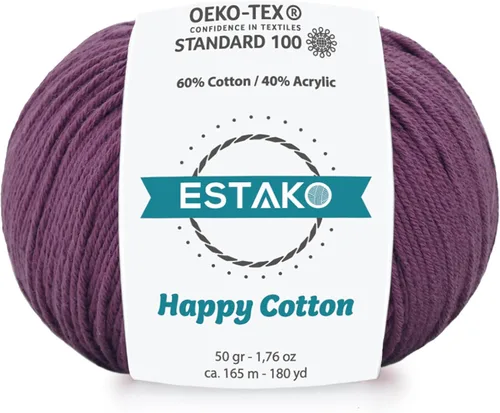 Miniatura 27 de Estako Happy Cotton, 1,76 oz (50 g) / 180 yardas (165 m) de lana 60 % algodón y 40 % acrílico, suave, fina/deportiva (2) para crochet y tejer