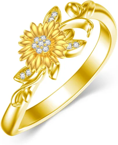 Miniatura 2 de Anillo de girasol de diamante para mujer, plata de ley 925, anillo de girasol con diamantes cultivados en laboratorio, regalos de joyería