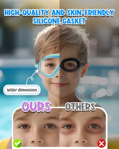 Miniatura 5 de Swim Goggles 2 Pack, Wide View Anti Fog&UV Swimming Goggles for Audlt, No Leaking Swim Glasses for Men Women Kids Azul claro y rosa espejado