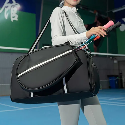 Miniatura 5 de Bolsa de gimnasio deportiva grande con zapatos y bolsillos húmedos y secos, funda de paleta para hombres y mujeres, accesorios deportivos, bolsas