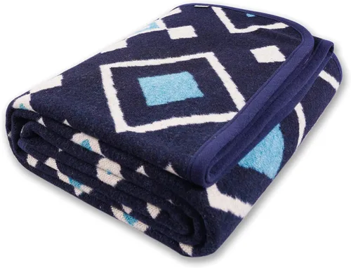 PuTian - Manta de lana merina, gruesa, cálida y suave de 51 x 63 pulgadas, manta doble de lana, ideal para cama, camping, exterior, automóvil, Rayas