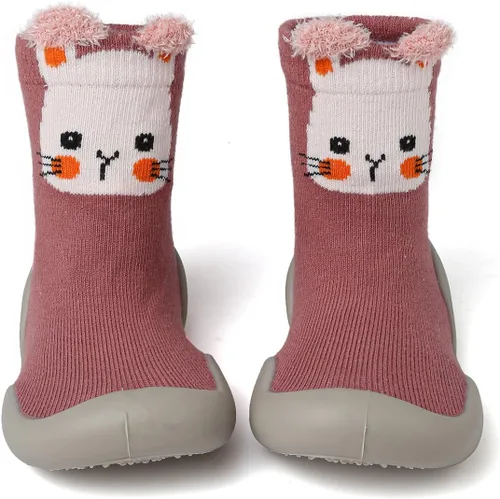 Zapatos de calcetín para bebé, suela de goma suave, antideslizante, para interiores, para bebés, niños y niñas, zapatos de entrenamiento para
