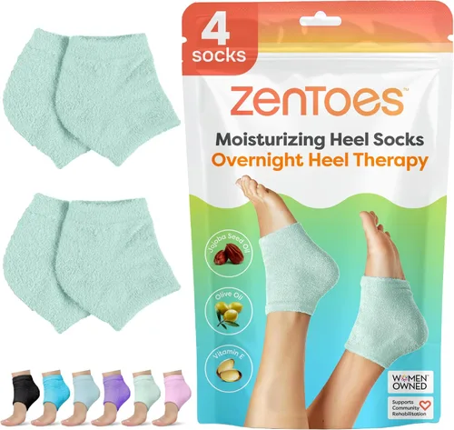 Miniatura 13 de ZenToes Calcetines hidratantes para tratamiento de talón agrietado, vitamina E, calcetines de talón con infusión de aceite de oliva y aceite de Azul