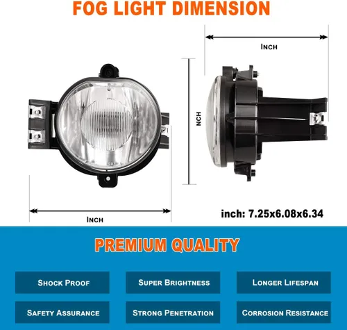 Miniatura 4 de Nixon Offroad Juego de luces antiniebla para Dodge Ram 1500 4000/2002-2009 Dodge Ram 2500 3500 2002-2009 Pickup con bombilla, parachoques