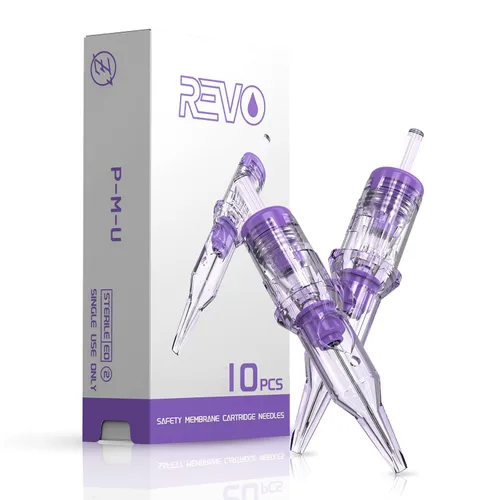 INKin REVO - Agujas de cartucho de tatuaje 3RL, agujas de tatuaje profesionales con redefinir precisión #10 delineador redondo 0.012 in para