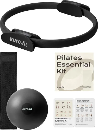 Miniatura 25 de Kit de pilates para mujer - Juego de equipo de pilates para el hogar con anillo, pelota y bandas de resistencia Kit de pilates con accesorios