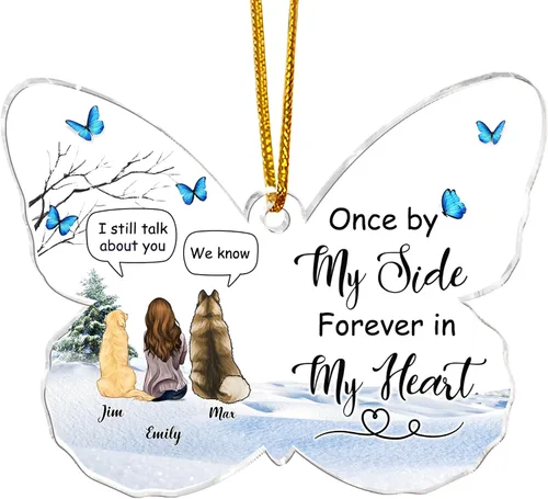 Miniatura 14 de Gossby Adorno conmemorativo de perro en forma de mariposa de acrílico personalizado – Regalo personalizado de condolencias de perro con diseño