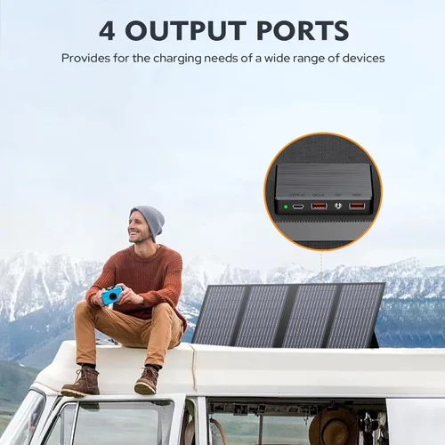 Miniatura 6 de Panel Solar de 40W EnginStar Panel Solar Plegable de 40 Vatios para Estación de Energía Portátil con Puerto USB QC3.0 para Teléfono Laptop Salida DC