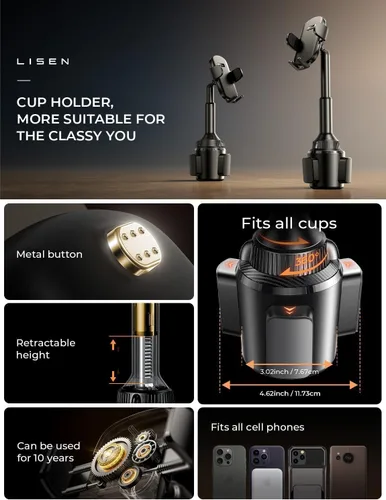 Miniatura 2 de LISEN Soporte para teléfono [sin sacudidas] Soporte de teléfono para automóvil, soporte ajustable de 360° para iPhone, accesorios de automóvil