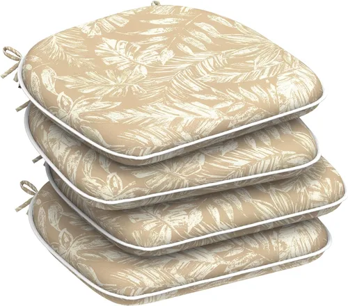 Miniatura 17 de DYTXIII Juego de 2 cojines para sillas de exterior con lazos, almohadillas repelentes al agua para sillas de patio de 17 x 16 pulgadas para muebles