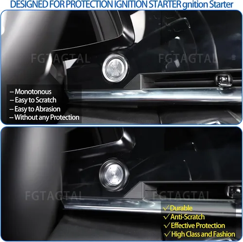 Miniatura 2 de Cubierta de botón de arranque de parada del motor para Chevrolet Corvette C8 Stingray 2020-2024, accesorios de anillo de arranque de encendido ABS