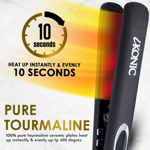 Miniatura 6 de iKonic Supernova - Plancha de cerámica de turmalina para el cabello y bolsa de viaje resistente al calor, plancha plana infrarroja, placas flotantes