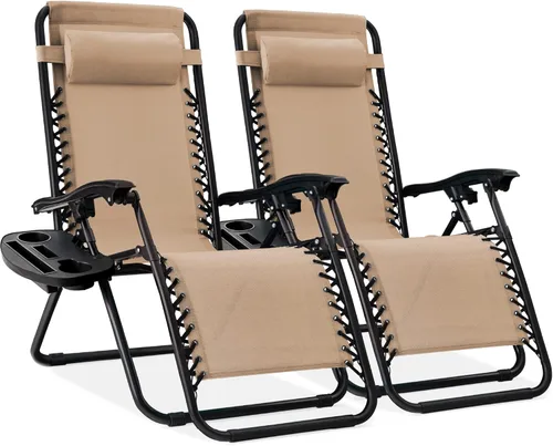 Miniatura 38 de Best Choice Products - Juego de 2 sillas reclinables y ajustables de malla y acero, sillas con sensación gravedad cero con cojines y bandejas