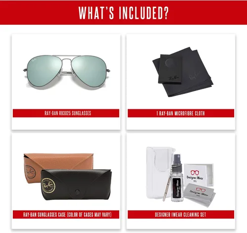 Miniatura 38 de Ray-Ban RB3025 - Lentes de sol de aviador de metal para hombre y mujer + paquete con kit de cuidado de gafas iWear de diseñador