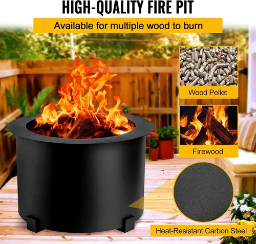 Miniatura 5 de Fogata sin humo de 21.5 pulgadas, gran hoguera de leña, estufa de acero al carbono, hoguera portátil para exteriores, para picnic, camping, patio
