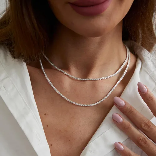 Miniatura 4 de Collares en capas para mujer, chapados en plata, delicada cuerda torcida de serpiente, delicado collar en capas, gargantilla de diferentes
