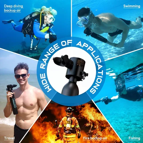 Miniatura 6 de Mini tanque de buceo de 0.5 L con 5-10 minutos, tanque de oxígeno portátil para buceo, equipo de tanque de pulmón de respiración, equipo submarino