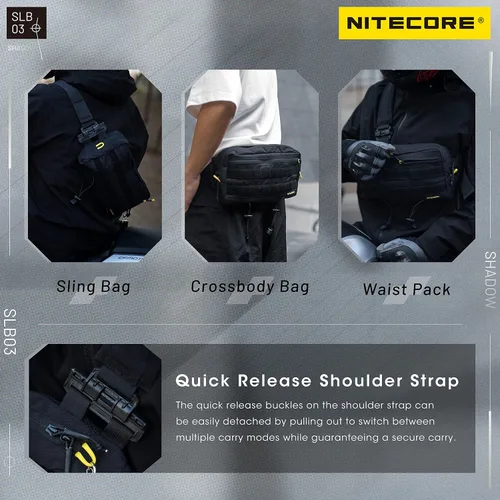 Miniatura 2 de Nitecore SLB03 - Bolso cruzado convertible para el hombro, bolsa de pecho, paquete de cintura para hombres y mujeres parche, Negro