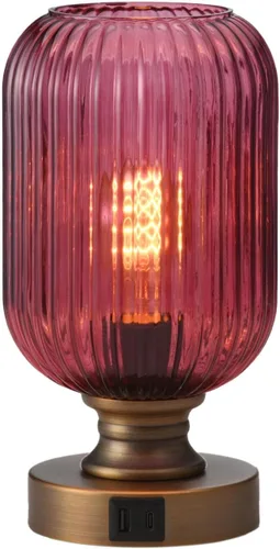 Miniatura 16 de Lámpara de mesa de vidrio de mediados del siglo, lámpara de escritorio regulable, bombilla LED incluida, temporizador incorporado, vidrio ámbar