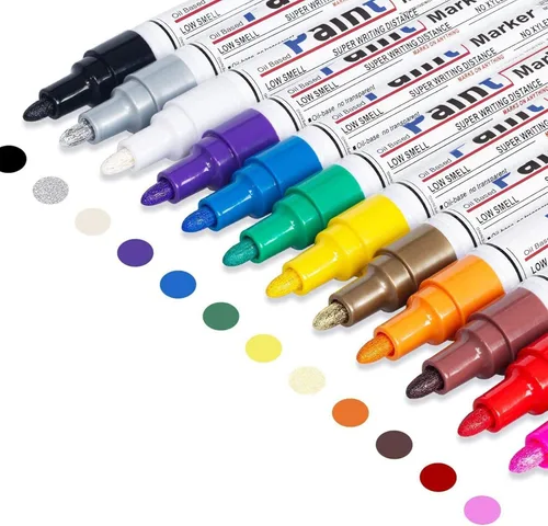 Bolígrafo de pintura a base de aceite, marcador de pintura permanente: secado rápido, impermeable, juego de 12 para pintura de roca, vidrio, tela,