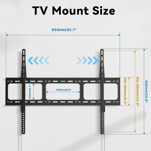 Miniatura 5 de Soporte de pared para TV ultra delgado, de 0.63 pulgadas, de perfil bajo, para la mayoría de 50 a 100 pulgadas, soporte de pared fijo para TV que se