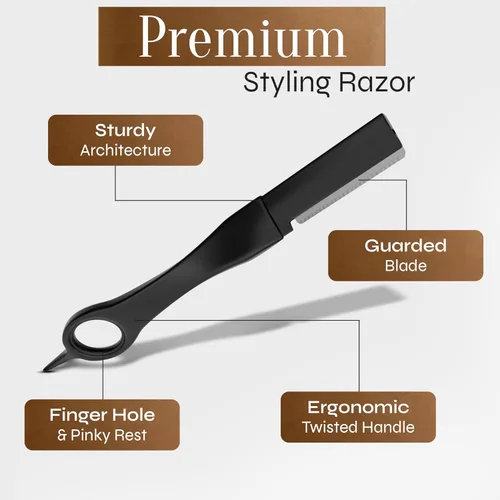 Miniatura 6 de Facón - Navaja de afeitar para barba para hombres - Herramienta profesional para moldear la barba, kit de aseo con 11 hojas de repuesto, moldeador