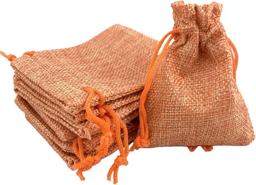 Miniatura 43 de Palmhomee Paquete de 20 bolsas de regalo de arpillera con cordón, bolsas de joyería de lino, bolsas de yute de boda para joyas y bolsas