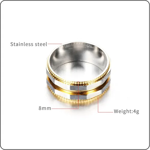 Miniatura 2 de Anillo de banda irregular de acero inoxidable de moda