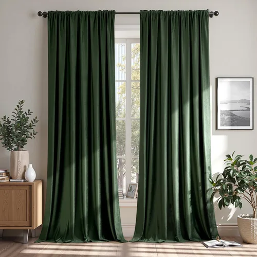 Miniatura 33 de MIULEE - Juego de 2 paneles de cortinas negro opacas y térmicas de terciopelo para la sala de estar y dormitorio, con bolsillo para cortinero, de 63