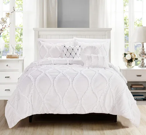 Miniatura 7 de Elegant Comfort Juego de edredón de 10 piezas, diseño infinito, ultra suave, con almohadas decorativas y sábana bajera con bolsillos