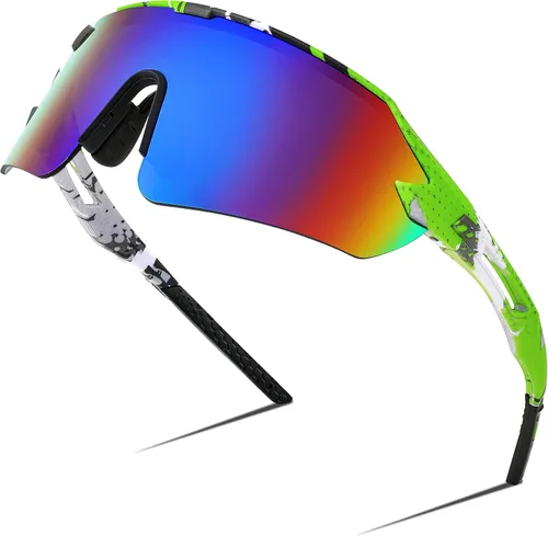 Miniatura 12 de FEISEDY Gafas de sol deportivas para hombres y mujeres, protección UV400 al aire libre, ciclismo, conducción, pesca, B2987 004 Negro Lente Espejo