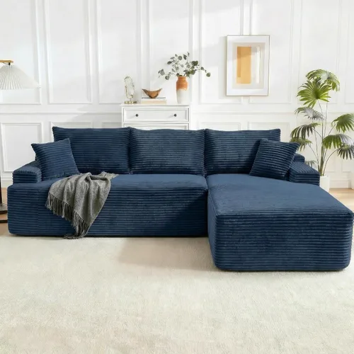 Miniatura 44 de Sofá modular Cloud de 108 pulgadas, moderno sofá deshuesado con otomana móvil, sofá modular de asiento profundo, sofás esquineros de pana para sala