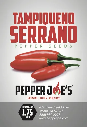 Miniatura 2 de Pepper Joe's Tampiqueno - Semillas de pimienta serrano – Paquete de más de 10 semillas de pimiento mexicano caliente – Cultivadas en Estados Unidos