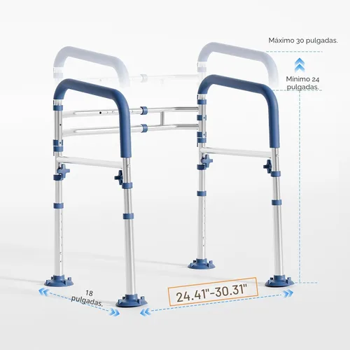 Miniatura 6 de Loyoda Barras de Seguridad para Inodoro para Personas Mayores, Marco de Inodoro con Altura Ajustable, Manija de Inodoro con Ancho Ajustable, Barra