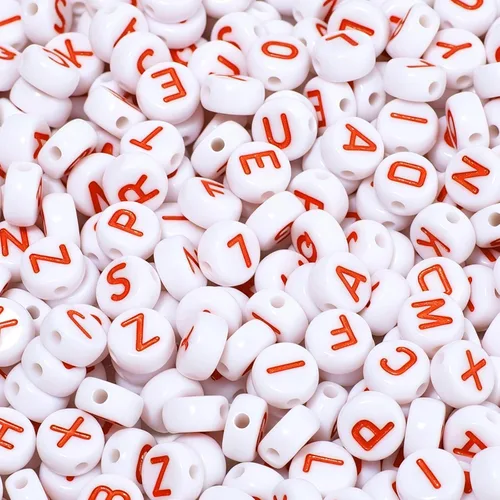Miniatura 17 de 900 cuentas acrílicas doradas de letras del alfabeto, letras coloridas del alfabeto, cuentas de cubo negro para pulseras de la amistad y regalos