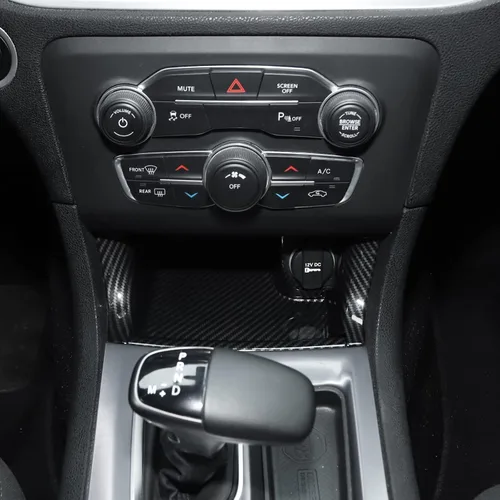Miniatura 6 de JeCar Accesorios interiores Consola central Cambio de marchas frontal Panel de almacenamiento para Dodge Charger 2011-2020, fibra de carbono, 4