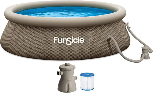 Funsicle Quickset Designer - Piscina redonda sobre el suelo de 10 x 30 pulgadas, con bomba de filtro FiltraBoost de 400 GPH, cartucho de filtro tipo