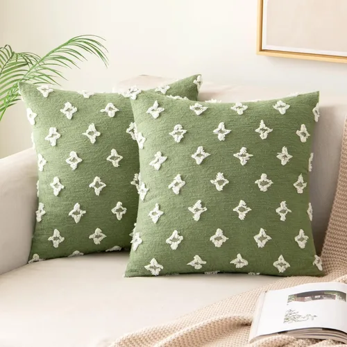 Miniatura 12 de MIULEE Juego de 2 fundas de almohada decorativas de jacquard rómbico, funda de cojín cuadrada suave para sofá, cama, dormitorio, sala de estar, 16 x