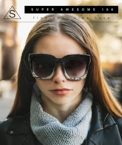 Miniatura 2 de Gafas de sol de plástico grueso con borde de cuernos de gran tamaño XXL para mujer