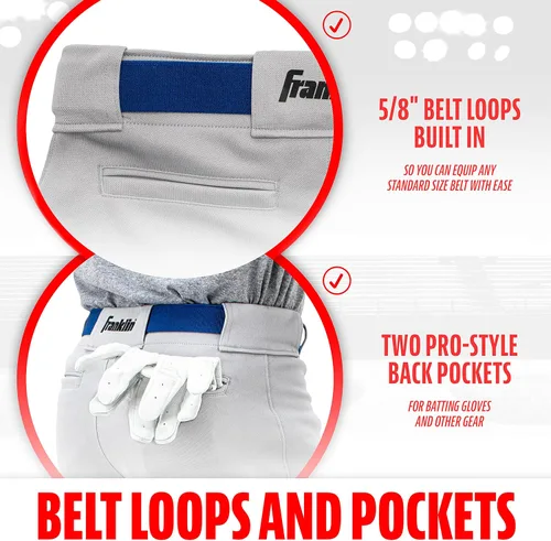 Miniatura 6 de Franklin Sports Pantalones de béisbol y sóftbol juveniles, hasta la rodilla + pantalones de béisbol de ajuste relajado para niños, color blanco