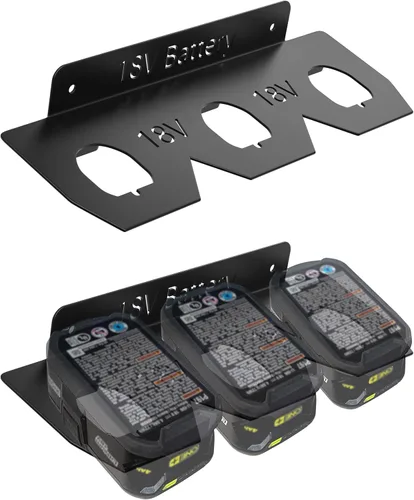 Soporte de batería de metal Ryobi de 18 V, estante de montaje en pared para batería Ryobi de 18 V, almacenamiento de batería Ryobi con 3 ranuras,